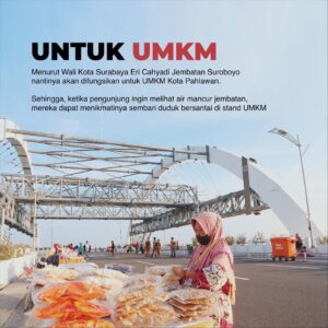Suasana saat uji coba pembukaan jembatan Surabaya sebagai wisata terbaru dari kota Surabaya.